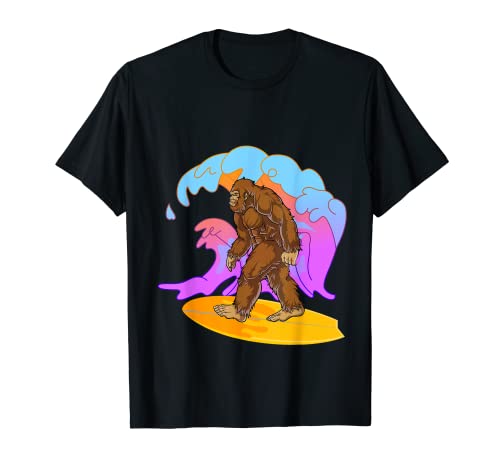 Divertido BigFoot Surfing - Cool Reto Vintage Sasquatch Lovers Camiseta
