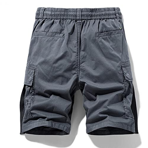 Heren Shorts Trekkoord Effen Kleur Tooling Grote Zak Knappe Rechte Splicing Mid-taille Casual Mode Comfortabel Veelzijdig - Afbeelding 4