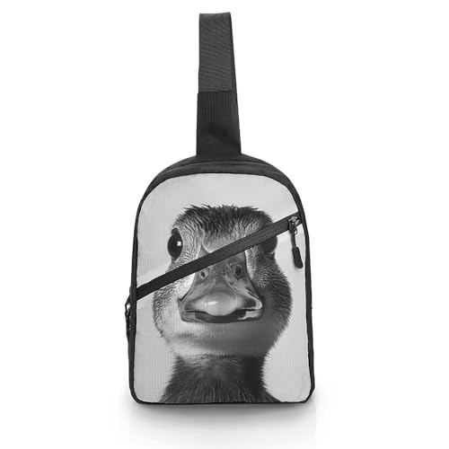 Duck Portrait Chest Bag Foldable Crossbody Unisex Pack Travel Hiking Adjustable Shoulder Straps Sling Bags