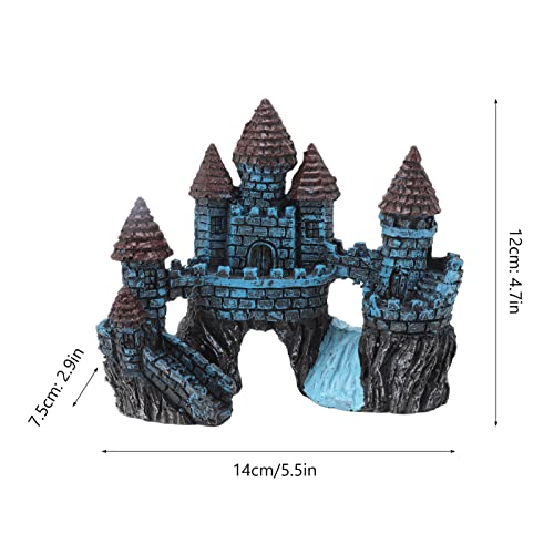 Aquarium Ornament Aquarium Decoration Stone Castle Resin Hide House Fish Tank Aquarium Accessories For Small Turtles Aquarium Castle Decoration Simulation Fish Tank Ornaments Eco Friendly Hideout - Image 2