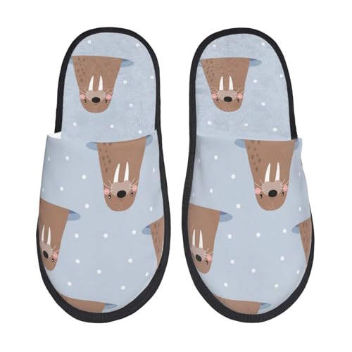 Playful Walrus Wonders Print House Slippers For Women And Men,Soft Slippers With Memory Foam,Non-Slip Indoor Home Shoes