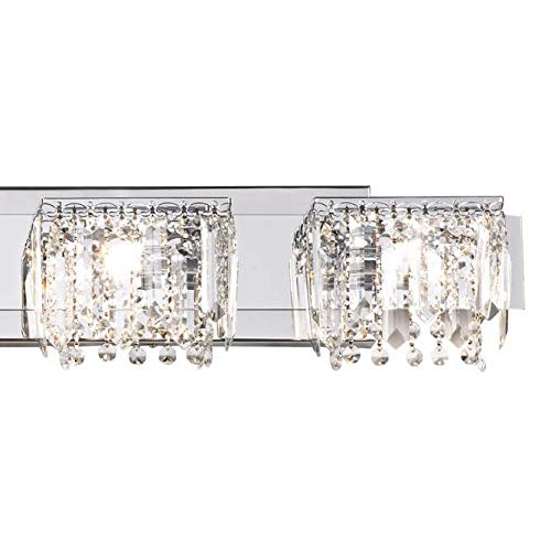 Possini Euro Design Hanging Crystal Modern Wall Light Chrome Silver Metal Hardwired 50 3/4" Wide 6-Light Fixture Mounted Sparkling Strand Prisms Bathroom Vanity Mirror House Home Hallway Room Decor #TOP2