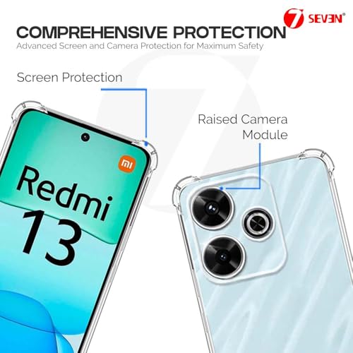 Image of 7SEVEN Back Cover for Mi Redmi 13 Transparent Mobile Back Case Shock Proof Design Camera Edges Protection Crystal Clear Phone Case Silicon Soft TPU and Flexible Bumper Phone Cover