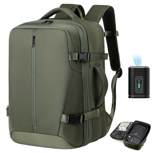 Image of Vacuum Seal Backpack Travel with Pump, Expandable Vacuum Backpack with Air Compression System, Airback Vacpack TSA Lock Water Resistant Carry-On Luggage (Green)