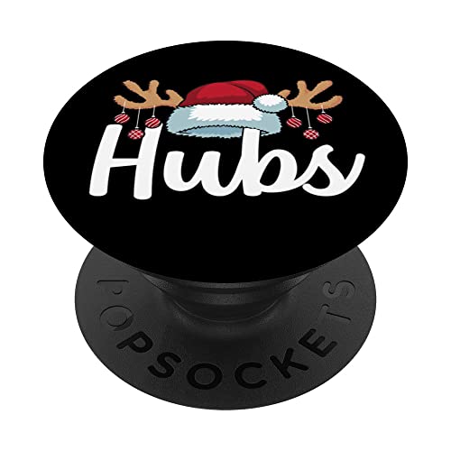 Hubs Claus Christmas Couples Matching His & Her Pajama Funny PopSockets Swappable PopGrip, Black