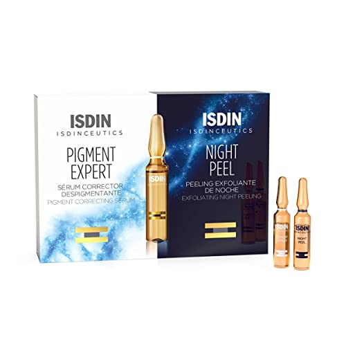 Isdin Isdinceutics Tratamiento Antimanchas Pigment Expert + Night peel | Serum Corrector Despigmentante Facial y Peeling Exfoliante de Noche Monodosis 10 + 10 x 2ml. (690015174)