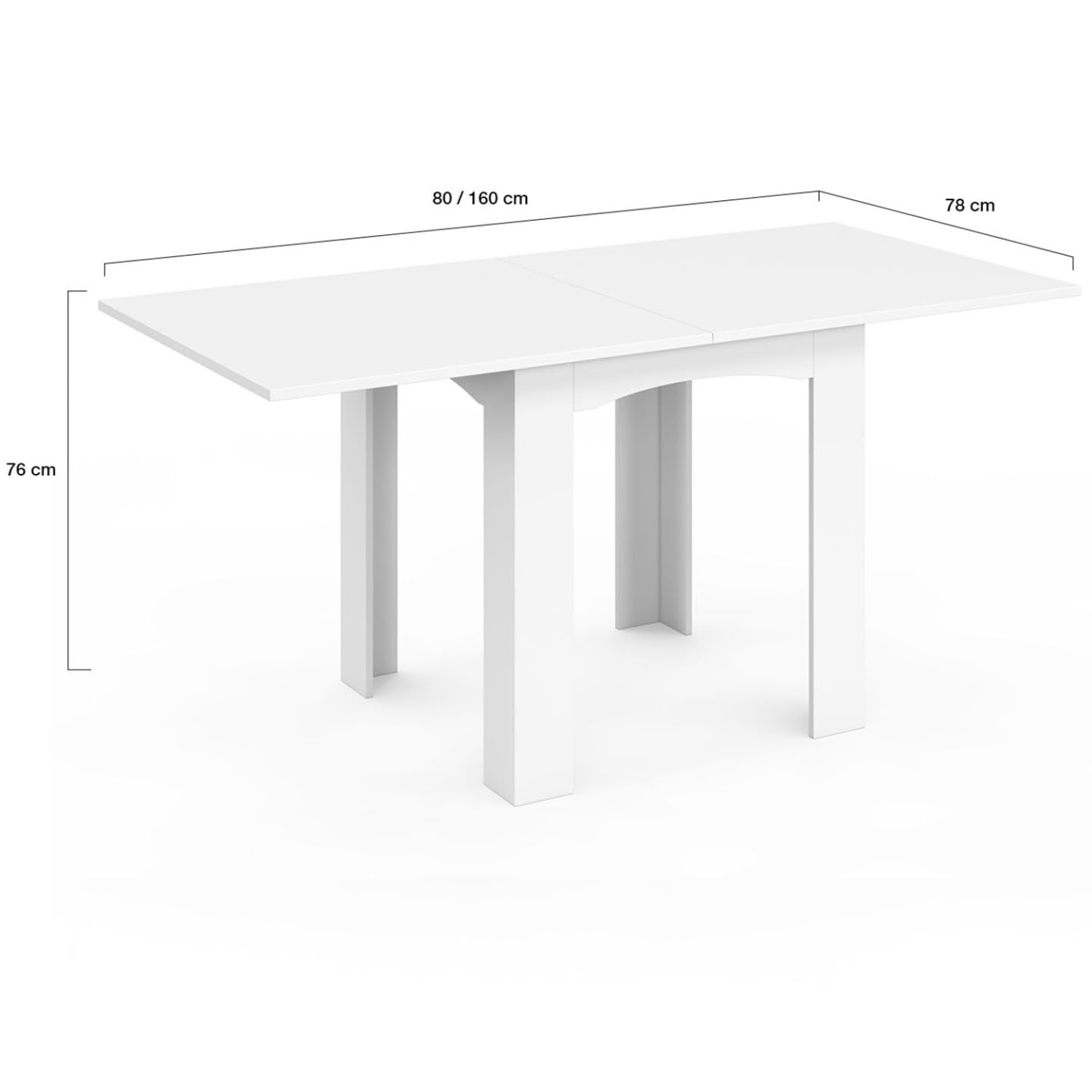 IDMarket - Tavolo da pranzo allungabile DONA 4-8 persone bianco 80-160 cm