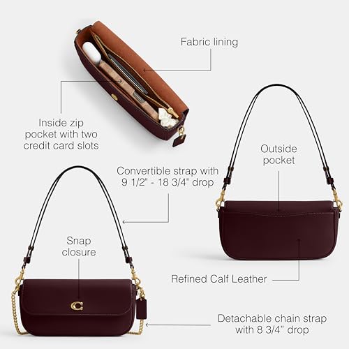 Coach Brook Flap Bag with Chain, B4/Merlot3