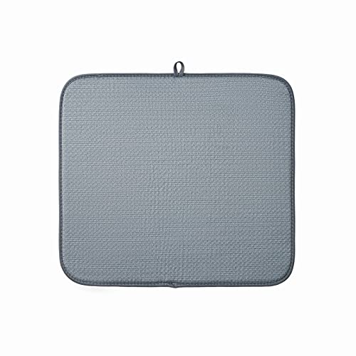 Image of Microfibre Drying Mat for Kitchen Dish Drying Drainer Mat Absorbent Drying Mat Washing Up for Glass, Plate & Cup 16inch x 18inch 2 Pack (Grey)