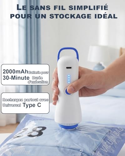 Sac sous Vide Vetement Aspirateur avec Pompe Électrique, 12 Sac de Rangement sous Vide (4 * 100x80cm, 4 * 74x54cm, 4 * 64x47cm), Sac sous Vide Voyage, Déménagement, Rangement – vue 3