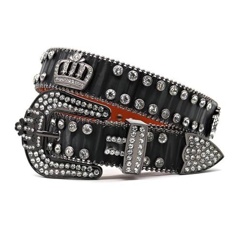 Women Rhinestones Leather Belt,Western Belts for Women Men Cowboy,Shiny Diamond Crystal Ladies Waist Striped Belt