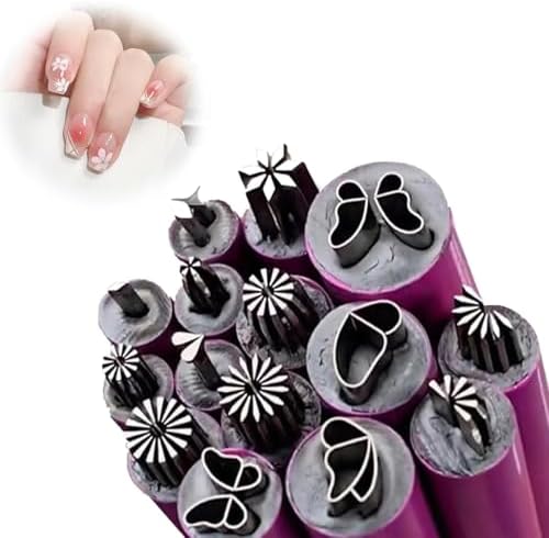 Nail Art Stamp Pen 15-Piece Set, Nail Art Flower Stamp Pen, Nail Art Stamp Pen Plate, Nail Art Stamp Tool Kit, Nail Art Brush 3-Piece Set, DIY Nail Art Dot Tool, for Girls and Women (15 Pieces)