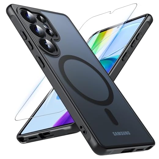 OWKEY Capa S25 Ultra de 6,86 polegadas, capa magnética para Samsung Galaxy S25 Ultra para Magsafe com tela de vidro temperado, [militar à prova de choque] Capa traseira translúcida fina para celular