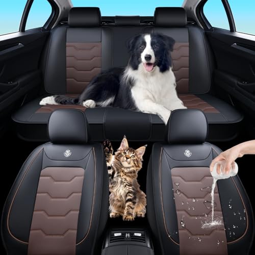 Wertigen Car Seat Cover Full Set Kit, Universal Car Seat Cover for Cars, Waterproof Leather, Protect & Upgrade Car Interior, Airbag Compatible, Easy to Install & Clean, for SUV, Pickup Truck, Sedan