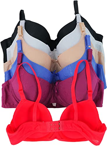 Image of ToBeInStyle Women's Pack of 6 Padded Assorted Styles Supportive Bras Cup Size - A to DDD
