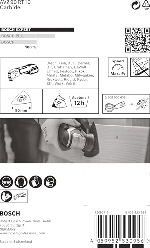 Bosch Professional 1x Schleifplatte Expert AVZ 90 RT10 (für Hartholz, Weichholz, Ø 90 mm, Körnung 100, Zubehör Multifunktionswerkzeug)