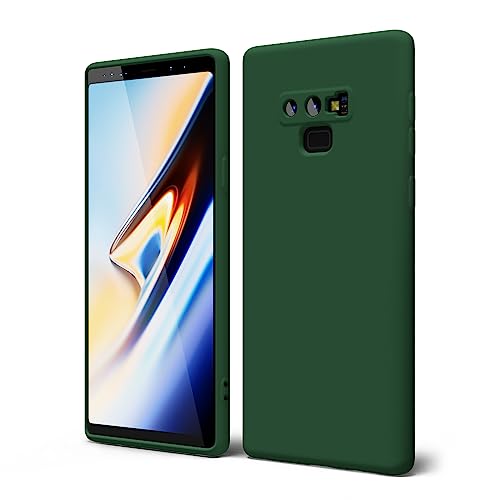 oakxco for Samsung Galaxy Note 9 Phone Case Liquid Silicone, Cute Thin Slim Soft Rubber TPU Plain Smooth Gel Cover for Women Girl, Matte Solid Protective & Shockproof,Dark Forest Green