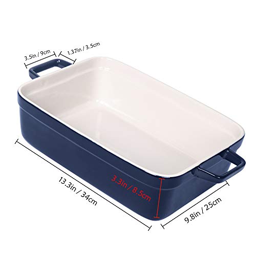 Glaze Bakeware Ceramic Baking Dish Rectangular Baking Pans For Cooking Cake Dinner Kitchen 15 X 10 Inches Dark Blue #TOP1