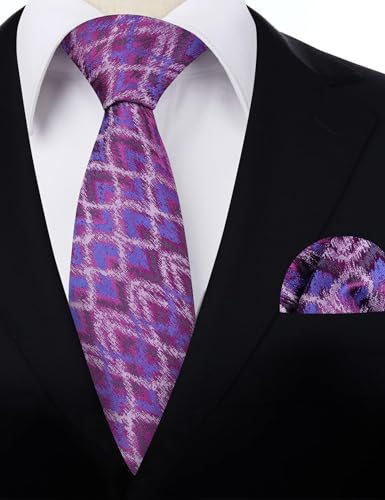 Image of Alizeal Mens 3.15'' Gradient Novelty Pattern Tie Set with Pocket Square Casual Color Tie Set