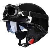 Diseño moderno de medio casco: Este casco presenta un moderno diseño retro que recuerda a los cascos de montar a caballo. Es muy ligero, sencillo y cómodo de usar
