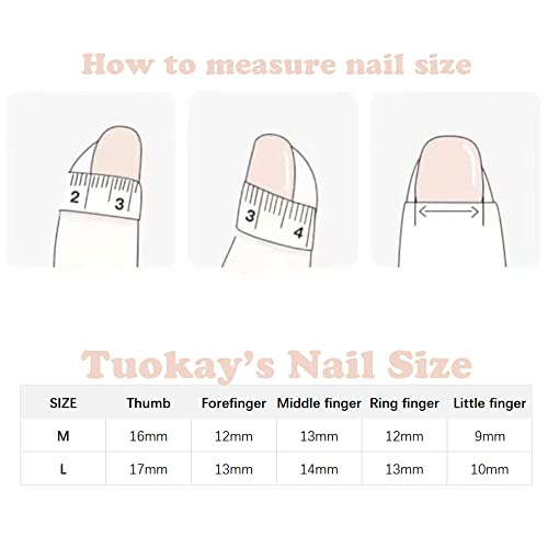Tuokay Medium Clear Press On False Nails Silver Glitter + Lucky Bead Gold Ring, Fake Nails Long Glossy Manicure For Women And Girls Nails Set With Adhesive Tabs Nail File #TOP4