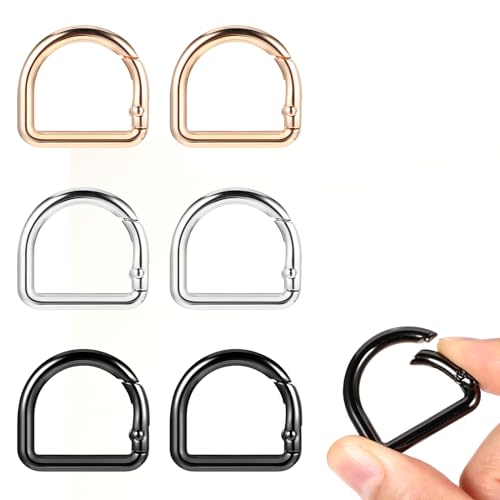 Amabro 6 Stück D Ring Karabiner, Metall Schlüsselanhänger D Ringe Feder-Schlüsselhaken für Umhängetasche Keychain Hardware Keyring Clips Pets Collar Zubehör