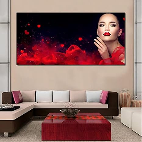 Amazon ファッション赤い唇女性アートパネルキャンバス絵画インテリア壁アートパネルキャラクターポスター プリント美容サロンの絵部屋の壁の装飾60x1cmフレームなし ウォールステッカー オンライン通販 Amazon ファッション赤い唇女性アートパネルキャンバス絵画インテリア壁アートパネルキャラクターポスター プリント美容サロンの絵部屋の壁の装飾60x1cmフレームなし ウォールステッカー オンライン通販