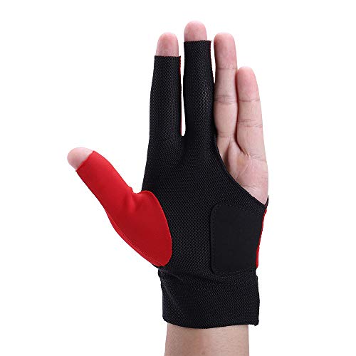 Roaming Quick-Dry Breathable Billiard Shooters Carom Pool Snooker Cue Sport Glove Fits on Left Hand (Red, S/M)