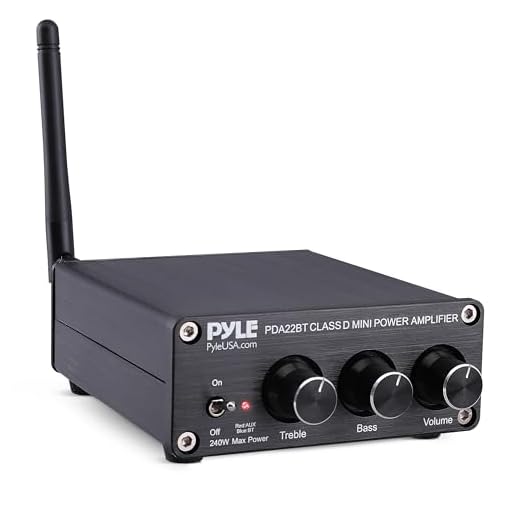 Pyle Compact Powerful Home Audio Amplifier Receiver Mini with Bluetooth 5.0 Desktop Blue Series 2 x 100 Watt for Home Speakers w/Bass &Treble Control - PDA22BT