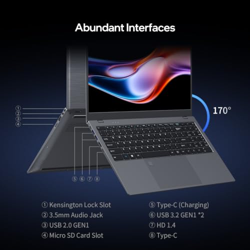 Image of BiTECOOL 15.6 FHD Laptop, N95 Quad Core, 12GB LPDDR5 256GB SSD, Fingerprint