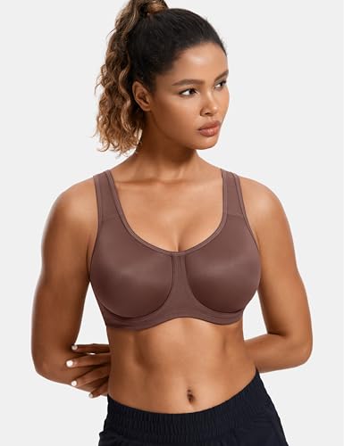 Image of SYROKAN Women's Max Control Underwire Sports Bra High Impact Plus Size with Adjustable Straps Unlined Bra
