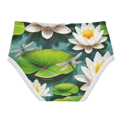 Cotton Girls Underwear Toddler White Water Lilies Green Panties Little Girl Print Briefs Kids Undies 2t2