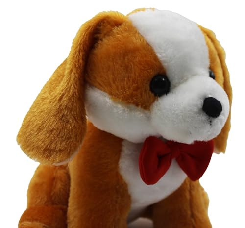 Image of Tickles Sitting Dog Soft Stuffed Plush Animal Toy for Kids Birthday Gifts (Color: White & Brown Size: 20 cm)