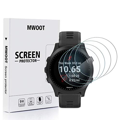 MWOOT 4 Pièces Compatible avec Garmin Forerunner 945 Écran Protecteur, 9H Anti Rayures Protecteur Verre Trempé pour Montre Protection - Pas pour 945 LTE (Version 2021)