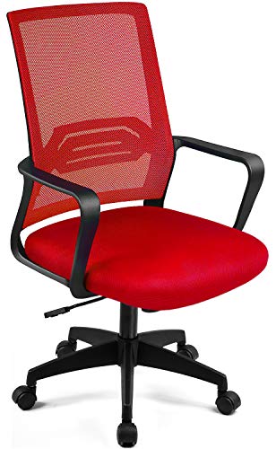 ComHoma デスクチェア 赤 オフィスチェア メッシュ 肘付き 腰を支え 蔷薇色 (CH118-RED)