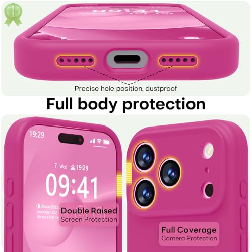 Image of LOVE 3000 Designed for iPhone 17 Pro Max Case, Premium Silicone [Compatible with Magsafe][Soft Anti-Scratch Microfiber Lining] Shockproof Protective Phone Case for Men Women 6.9 inch, Pitaya