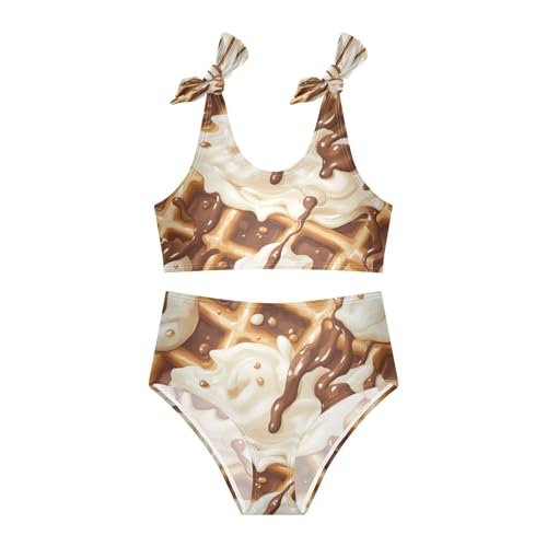 Milk Ivory Gold Chocolate Ice Cream Girls Tankini Swimsuit Kids Bikini Sets 2 Pcs Bathing Suit 3T3