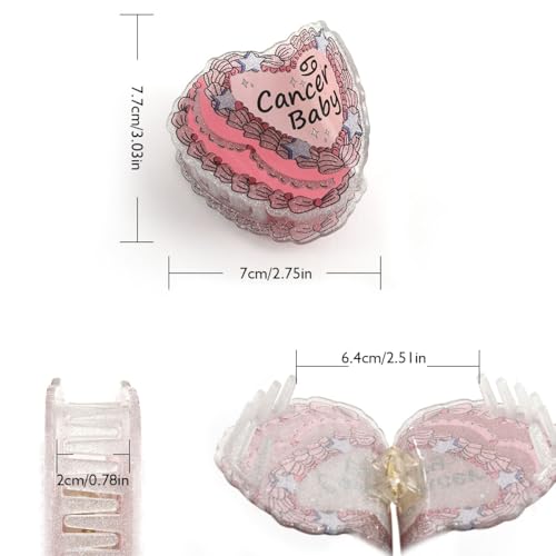 Cancer Baby Acetate Hair Claw, Personalized Acetate Hair Clip Mother Day Gift Birthday Present Pink and Silver