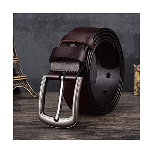 LIOONS Cinturón de Moda Cinturón de Cuero 100% para Hombre, cinturón clásico con Hebilla Ancha, cinturón de Vestir de Trabajo Informal de Alta Gama de 3,8 cm para Vaqueros Cómodo