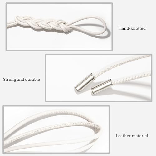 Womens PU Leather Thin Belts Knotted Waistband for Dresses3