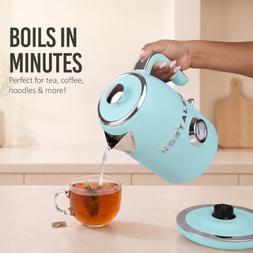 Nostalgia Retro Electric Kettle,1.7L Enamel-Coated Stainless Steel - Aqua - image 3