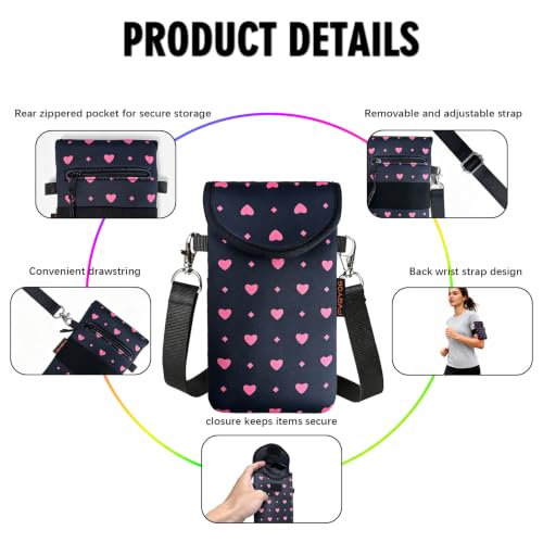 Image of Neoprene Phone Sleeve Pouch Case Bag for Men Women w /Crossbody Strap /Neck Lanyard for iPhone 17 /16 /15 /14 Pro Max, Samsung S25,Pixel 10