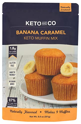 Banana Caramel Keto Muffin Mix by Keto and Co | Just 1.8g Net Carbs Per Serving | Gluten Free, Low Carb, No Added Sugar, Naturally Sweetened| (Banana Caramel Muffins)