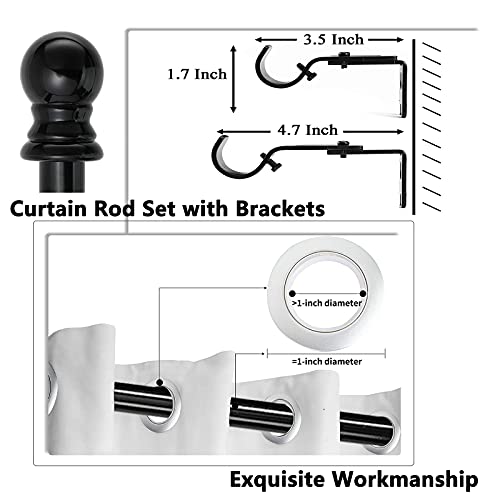Curtain Rods for windows,1" Diameter Metal Single Adjustable