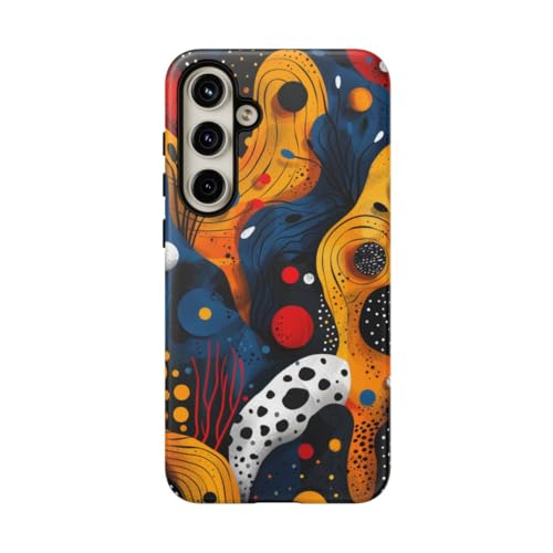Coque Samsung Galaxy S24 Plus rigide jaune motif abstrait organique