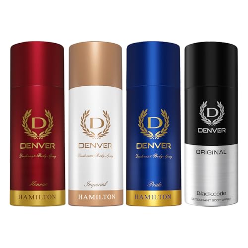 Denver Pride, Imperial, Honour & Black Code – 150 ML Each Deodorant For Men, Pack of 4