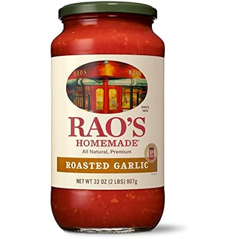 Rao's Homemade Tomato Sauce, Roasted Garlic, 32 oz, Versatile Pasta Sauce, Carb Conscious, Keto Friendly, All Natural, Premium Quality, Made with Sweet Italian Tomatoes and Caramelized Garlic