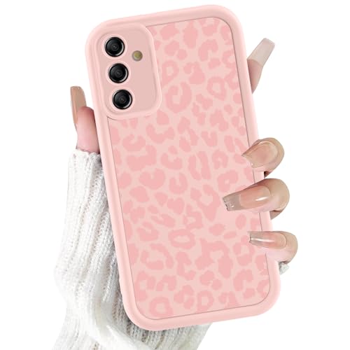 Phoona Leopard Print Case for Samsung Galaxy A15 5G 6.5",Cute Aesthetic Design Silicone Soft cheetah print Pattern Phone Cover for Girls, Preppy Shockproof Protective Case for Women, Pink Leopard