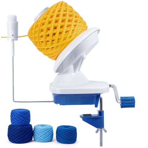 Caydo Yarn Winder with Tension Spring Manual Winder 4-7oz Efficiently Compact Cake Roller for Crocheting Portable Ball Spinner for Crocheters&Knitters Good Helper for Craft Lovers(Blue)