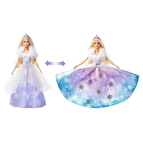 Barbie GKH26 - Dreamtopia Schneezauber Prinzessin Puppe mit Haarbürste und Diadem & Dreamtopia Regenbogenzauber… – Bild 3